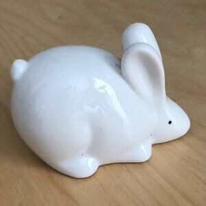 Vintage Chunky Ivory & Pink Porcelain Bunny Figurine
